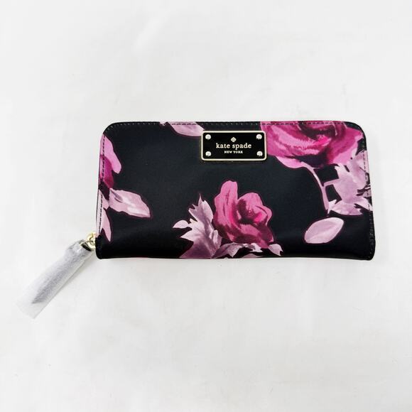 [Kate Spade] Neda Wilson Road Rose Symphony Zip Around Nylon Wallet NWT Floral - Picture 3 of 8